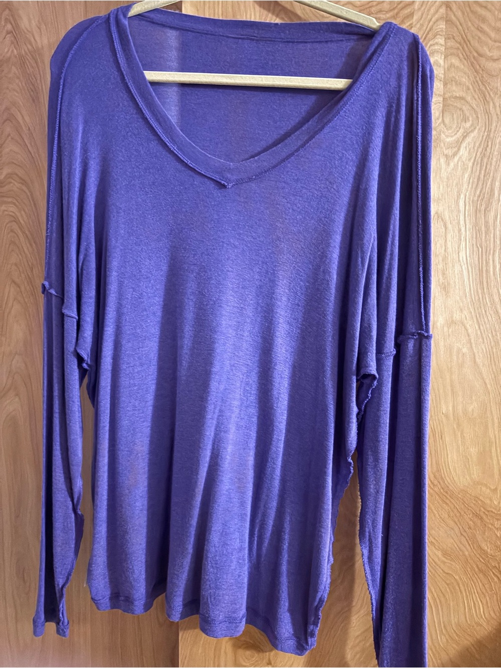 CAbi Purple Relaxed V-Neck Long Sleeve Tee